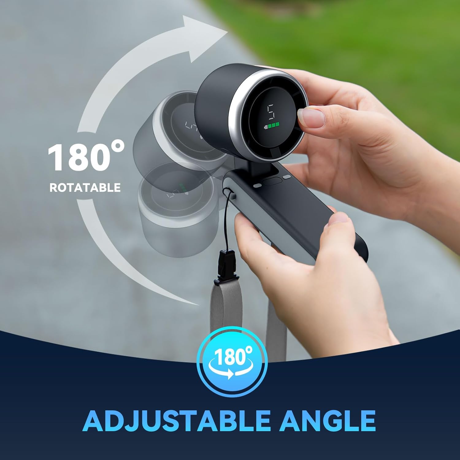 Handheld Turbo Fan, 5 Gear Wind, Battery Operated