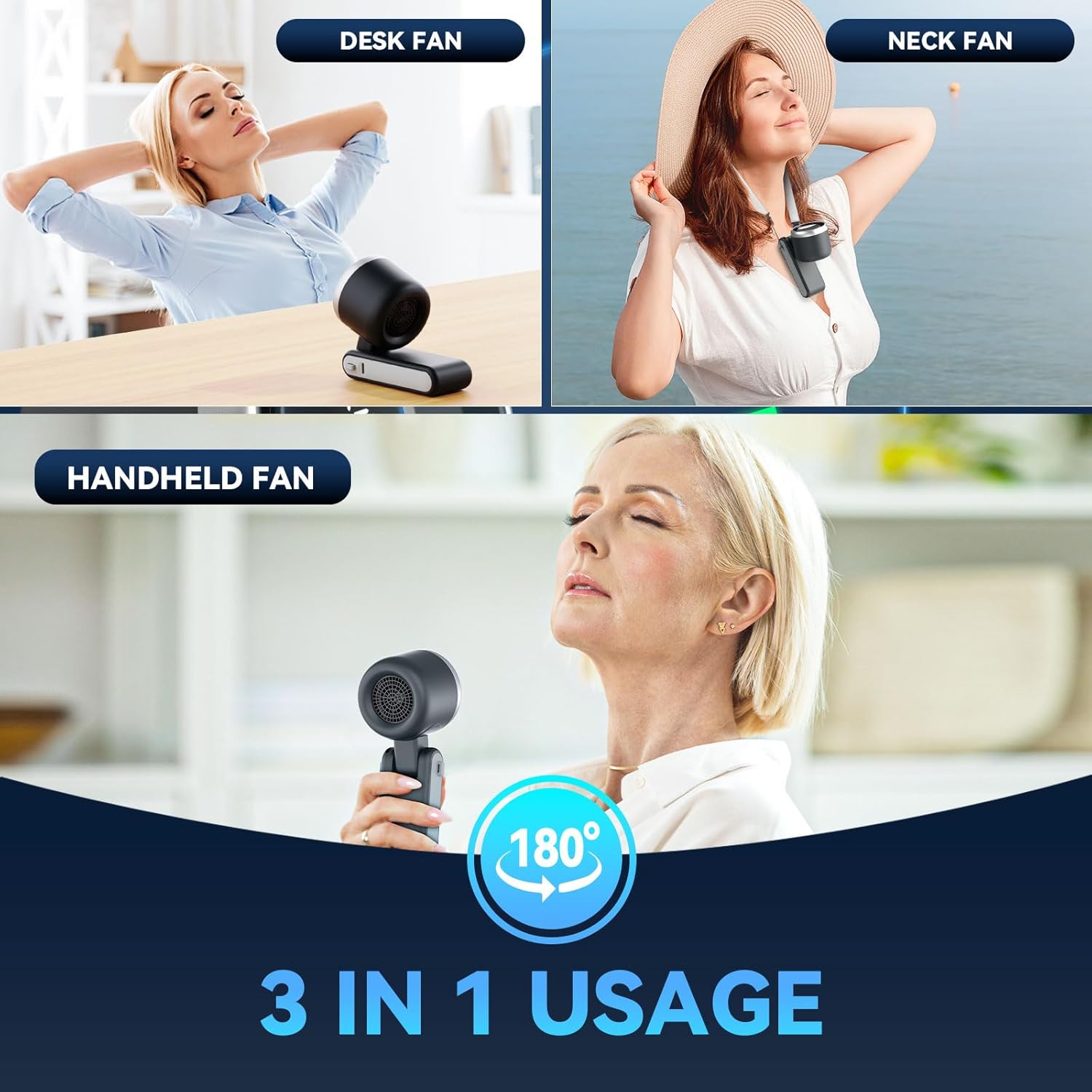 Handheld Turbo Fan, 5 Gear Wind, Battery Operated
