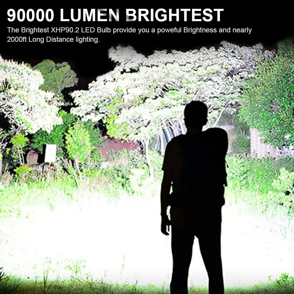 90000 High Lumens LED Rechargeable Tactical Laser Flashlight